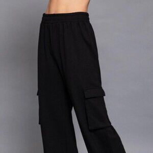 Inner Fleece French Terry Cargo Long Pants "BLACK"